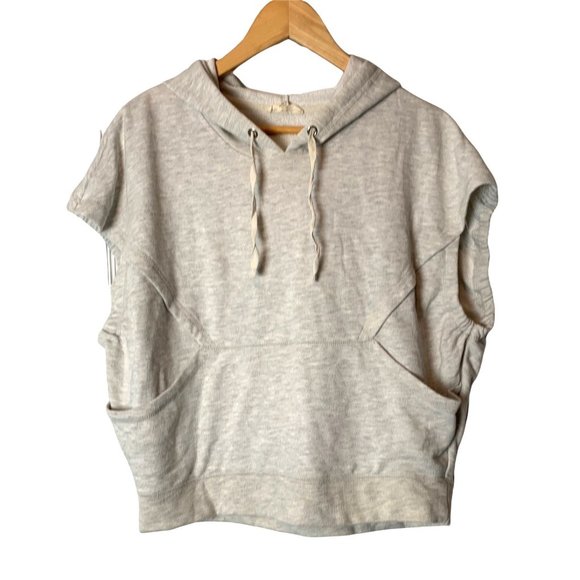 Jane + Delancey Tops - Jane + Delancey Light Gray Oversized Sleeveless 90's Style Hoodie Sweatshirt-Sma